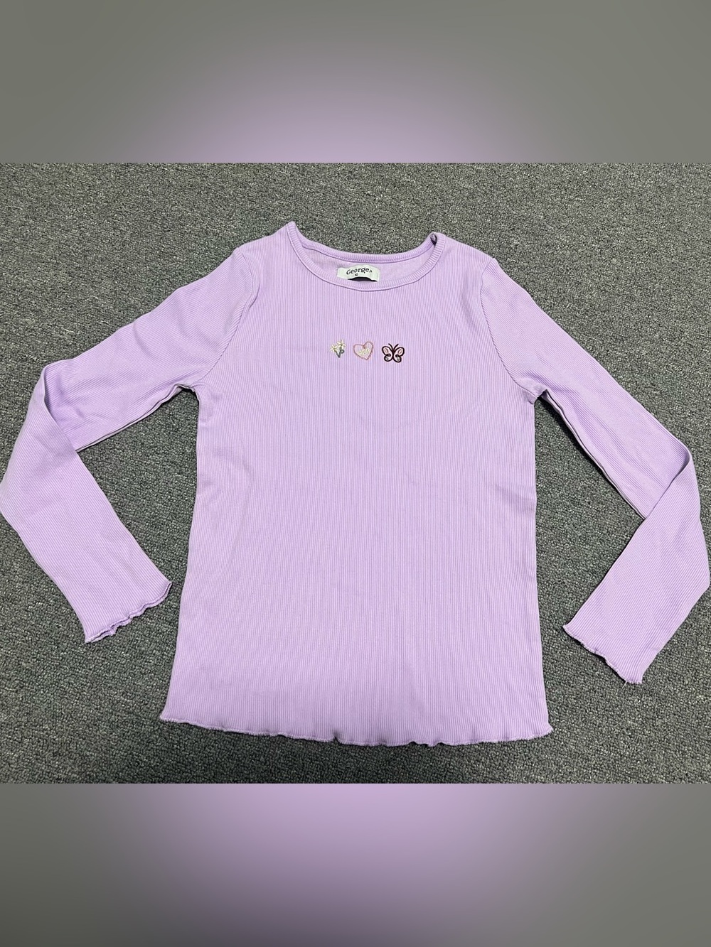 George Girl's Lilac Ribbed Long-Sleeve Top 10T